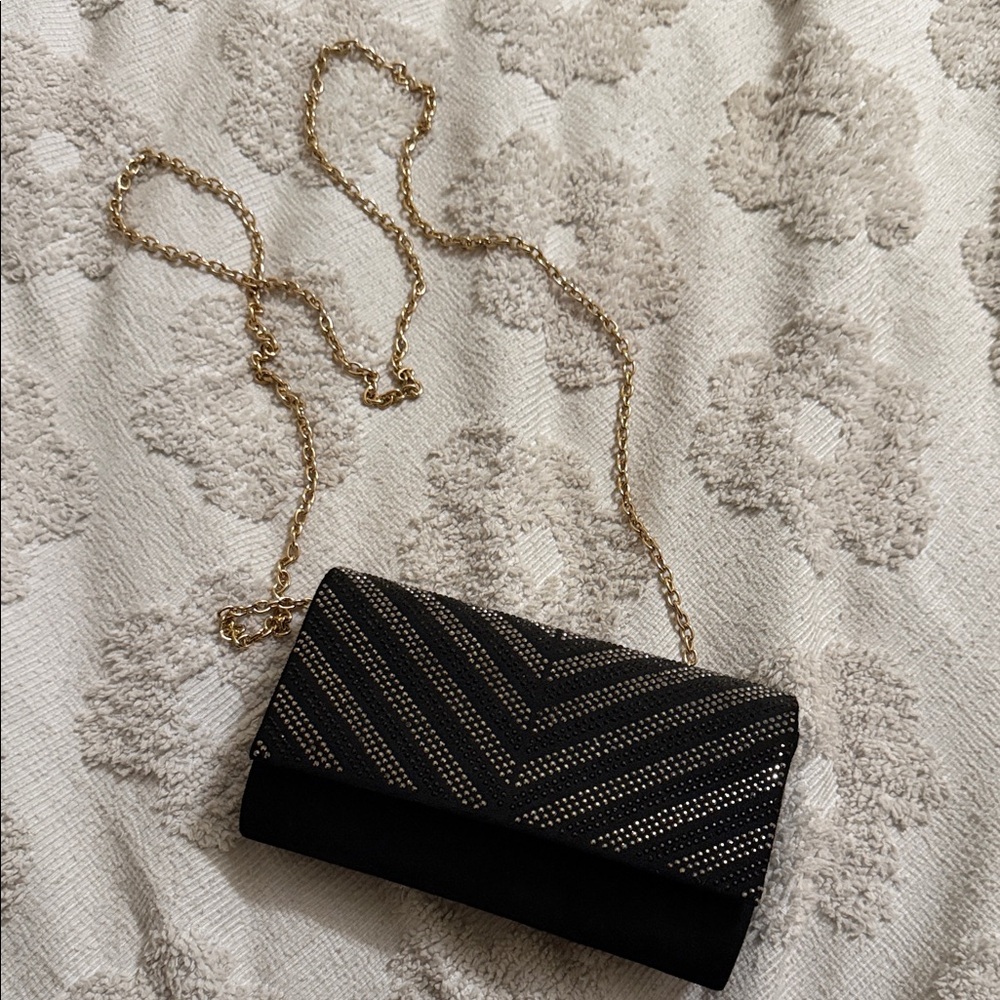 Call It Spring Black and Gold Clutch
